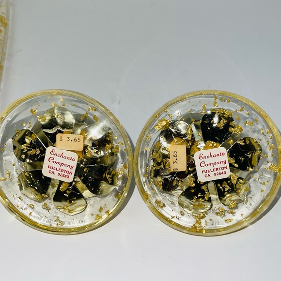 Lot 2 Lucite 12" Candles AND Candleholders gold flakes Enchanto Co of California - Picture 7 of 12
